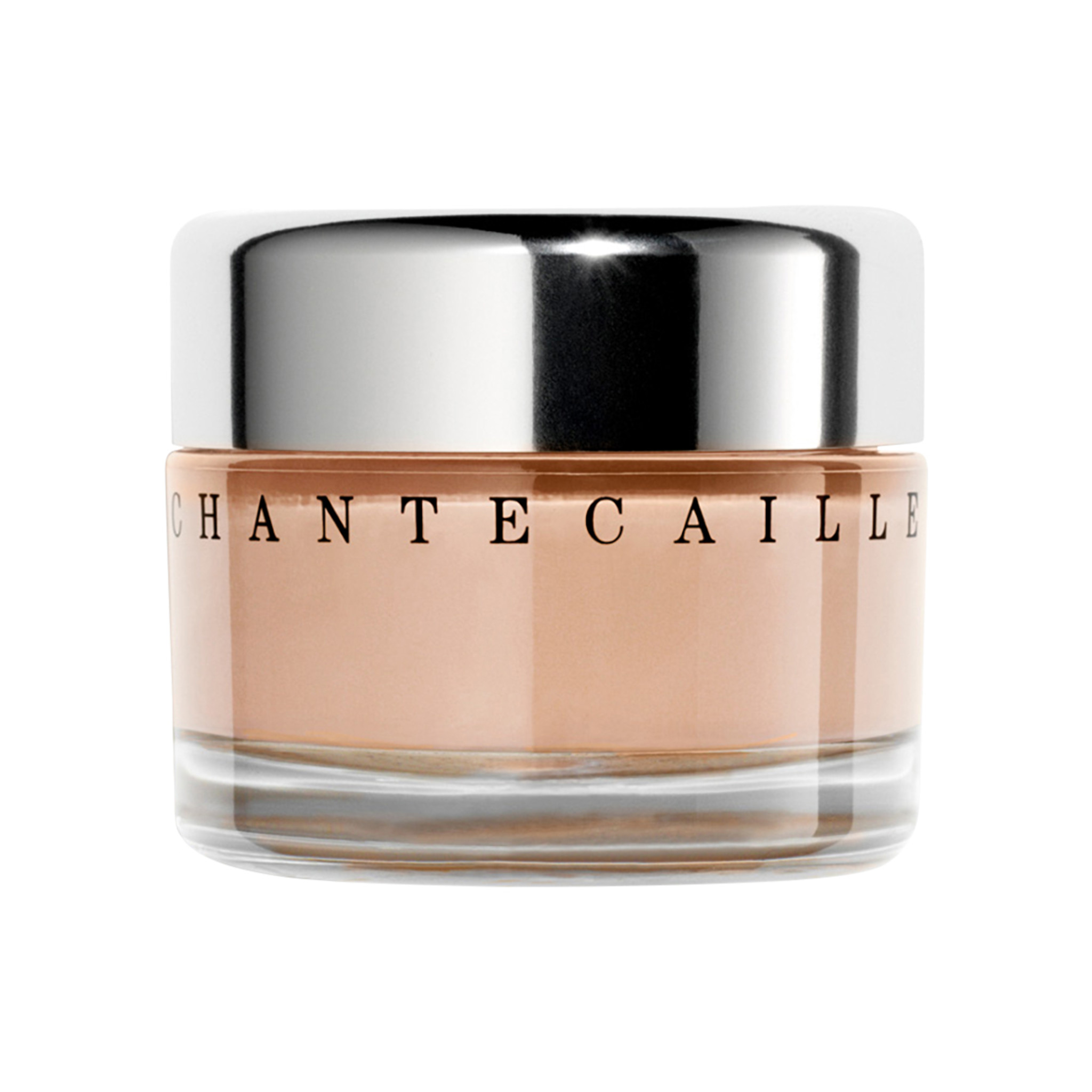Glass jar of Chantecaille Future Skin Foundation with silver top