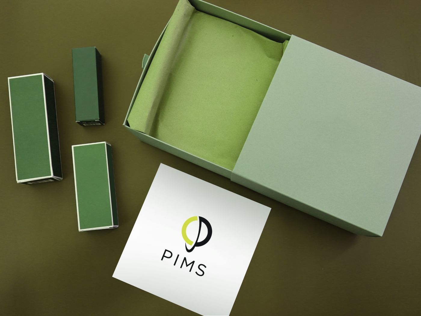 Green PIMS branded box in several sizes