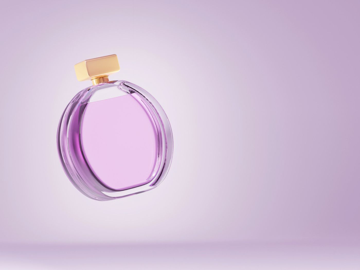 Bottle of purple perfume