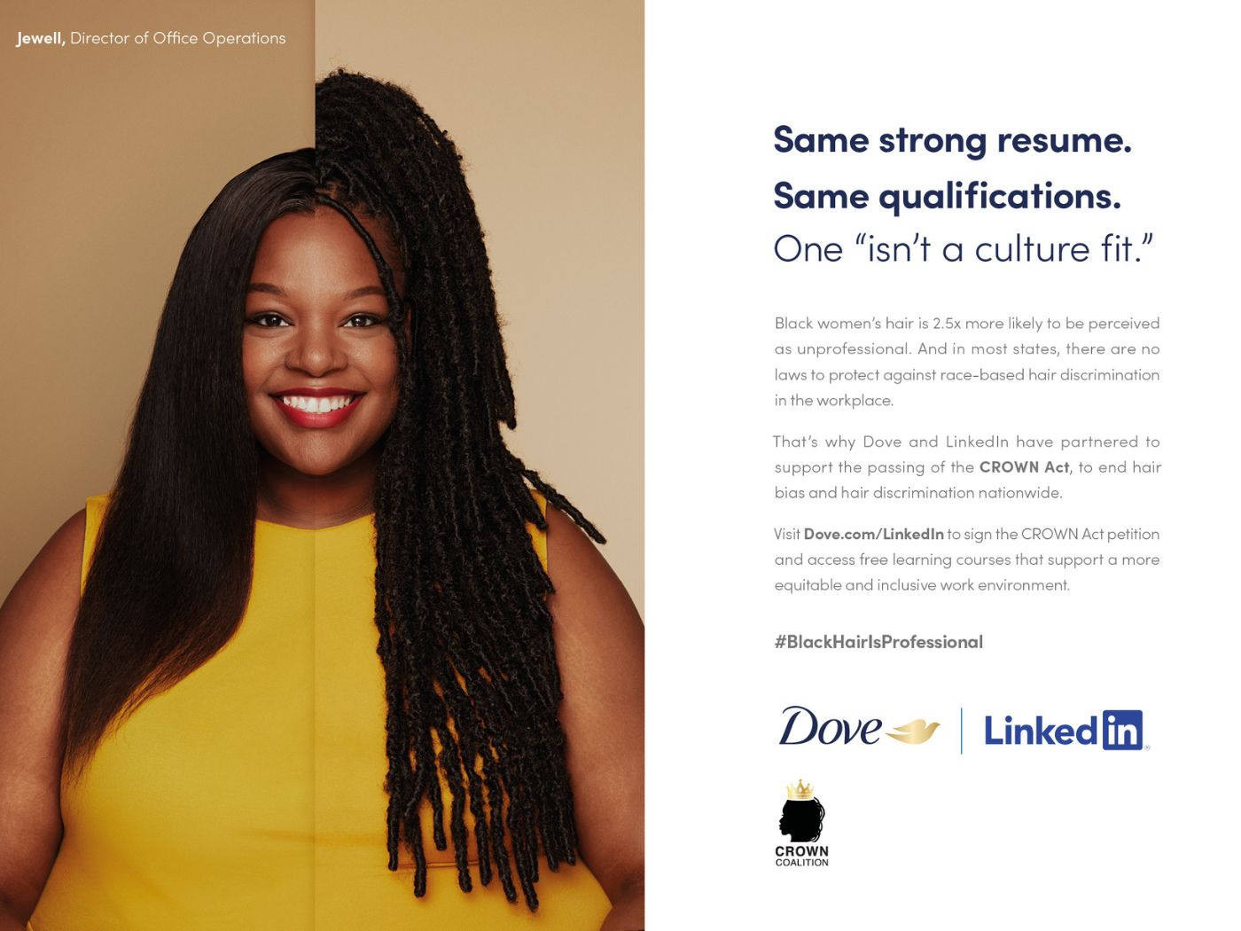 Example of campaign focused on how black hair is professional.