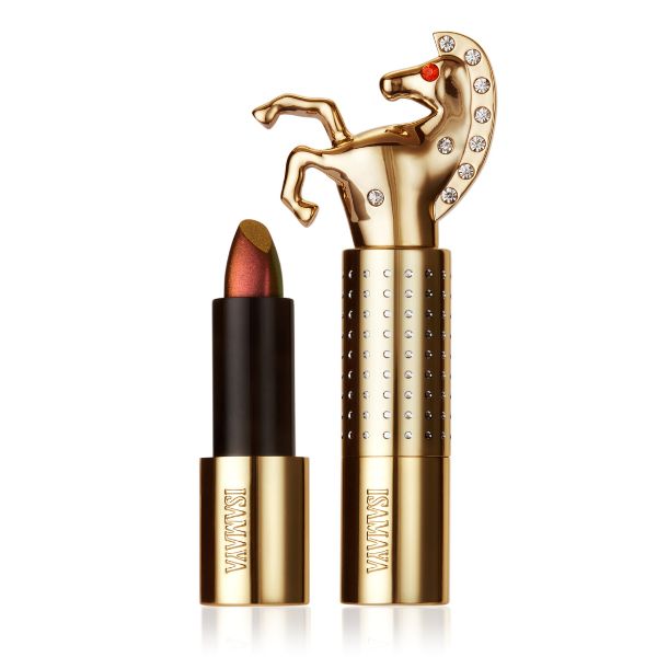 Isamaya Luckykiss Diamond Lip Glow Lipstick with horse shaped gold cover