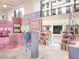 The Fenty Hair 'Corner Shop' space interior, within Selfridges' beauty hall