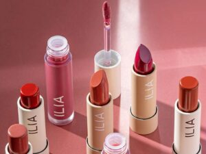 ILIA lipsticks and lip glosses in pinks and reds