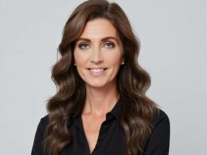 Kelly Mahoney wears a black blouse