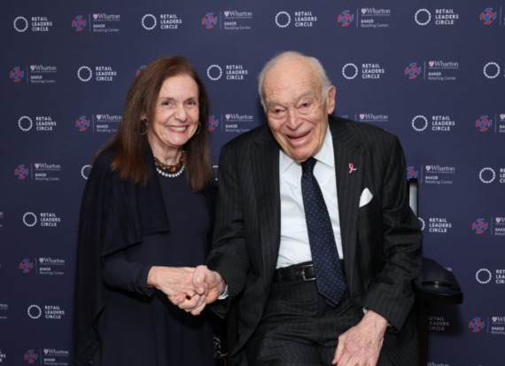 CEW's Carlotta Jacobson with Leonard A. Lauder, who was honored with the 2023 Retail Excellence Award Monday, October 16, 2023. (Photo by Cindy Ord/Getty Images for Wharton.)