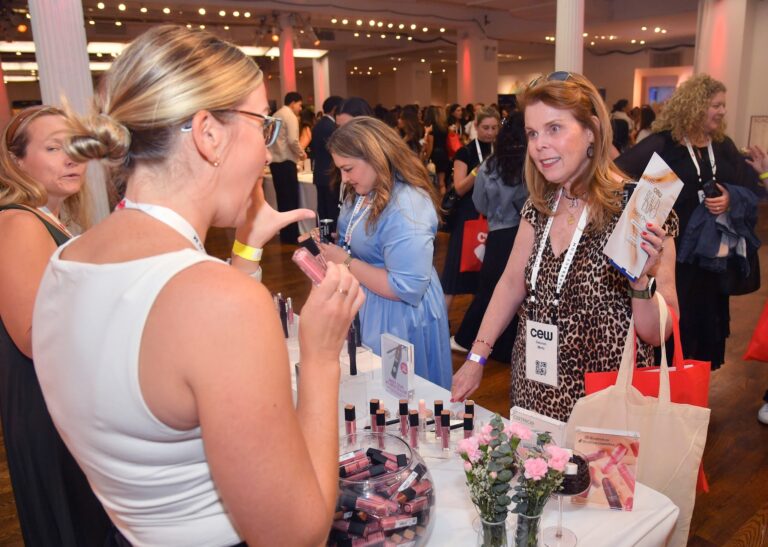 A brand representative showing product to guests